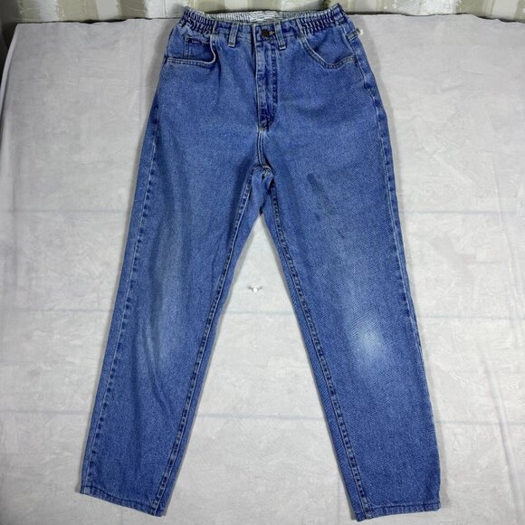 Lee Denim - Lee Women's Mom Jeans Blue Denim Elastic Waist High Waisted 5-Pocket 6 Medium